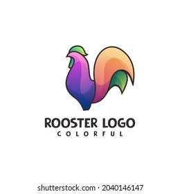 Rooster Line art Logo Gradient Colorful