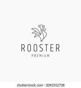 Rooster line art logo icon design template