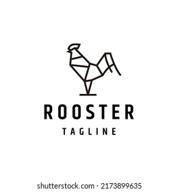 Rooster line art logo icon design template