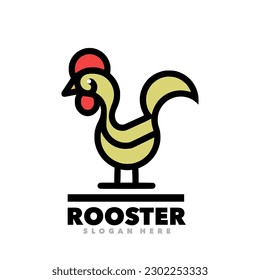 Rooster line art logo simple
