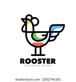 Rooster line art logo template design