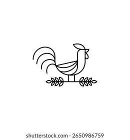 Vetor de logotipo de arte de linha de galo
