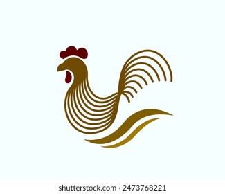 Rooster line art style logo design template illustration inspiration