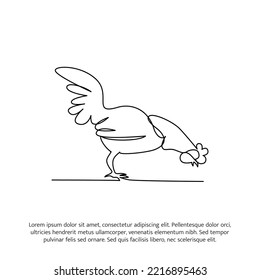Rooster Line Design. Hen dekorative Elemente zeichnen eine durchgehende Linie. Vektorgrafik von minimalistischem Stil auf weißem Hintergrund.