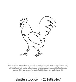 Diseño de la línea de gallos. Los elementos decorativos de este lugar trazaron una línea continua. Ilustración vectorial de estilo minimalista sobre fondo blanco.