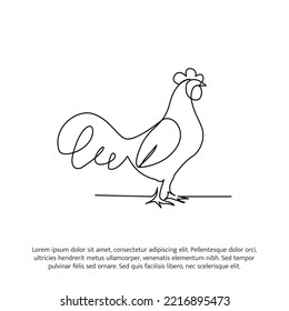 Diseño de la línea de gallos. Los elementos decorativos de este lugar trazaron una línea continua. Ilustración vectorial de estilo minimalista sobre fondo blanco.