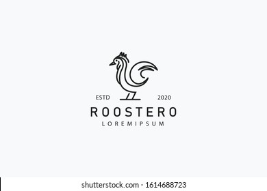 rooster line icon. Abstract Rooster outline logo vector. emblem design