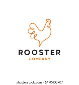 Rooster Line Logo Design Template Inspiration - Vector