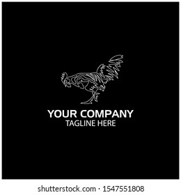 Rooster line logo, flat design. Vector Illustration on black background