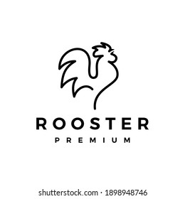 rooster line outline monoline logo vector icon illustration