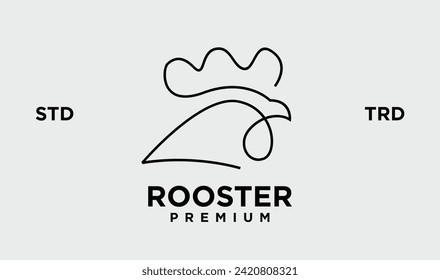 rooster line outline monoline logo vector icon illustration template
