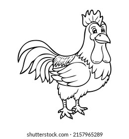 ilustración vectorial de línea de gallo, aislado en fondo blanco, vista superior
