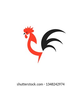 Rooster. Logo. Abstract bird. Isolated chicken on white background. Vector illustration