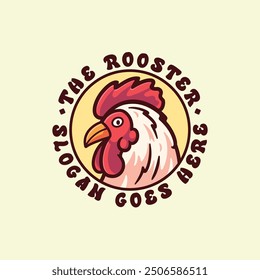 Rooster logo cartoon mascot fruit vector illustration