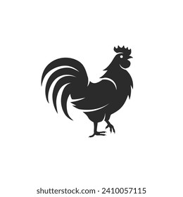 Logo de la galera. Silueta de pollo para etiqueta, diseño de emblema. Sencillo símbolo de gallo. Ilustración del vector