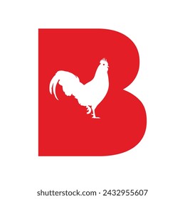 Rooster logo Logo combine with letter B vector template