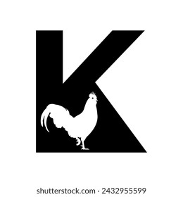 Rooster logo Logo combine with letter K vector template