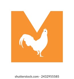Rooster logo Logo combine with letter M vector template
