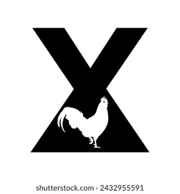 Rooster logo Logo combine with letter X vector template