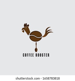 Rooster logo with the concept of coffee, flat design style vector illustrations, logo template design