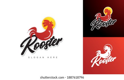 rooster logo concept crowing in the morning