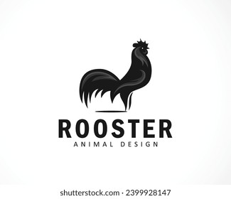 rooster logo creative animal design farm food business black and white vector
