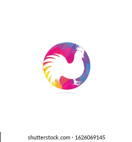 Rooster logo design. Chicken restaurant vector logo sign. Red cock logo symbol. Rooster logo concept.	