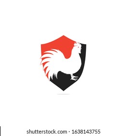 Rooster logo design. Chicken restaurant vector logo sign. Red cock logo symbol. Rooster logo concept.	