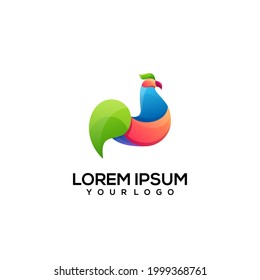 Rooster logo design colorful vector