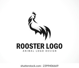 rooster logo design creative animal ,farm business black and white design vector