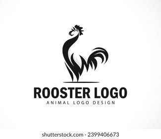 diseño de logotipo de gallo creativo animal, negocio de granja vector de diseño blanco y negro