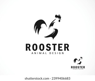 diseño de logotipo de gallo creativo animal, negocio de granja vector de diseño blanco y negro