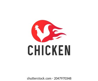 Rooster-Logo-Design mit Feuergrafik