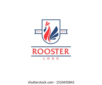 Rooster logo design. Flat style symbol vector.