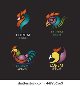 rooster logo design icon vector set