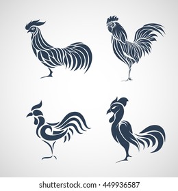 rooster logo design icon vector set