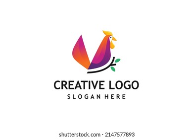 Rooster logo design template vector graphics