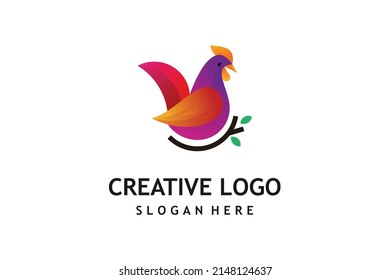 Rooster logo design template vector graphics