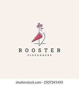  rooster logo design vector line icon on white background