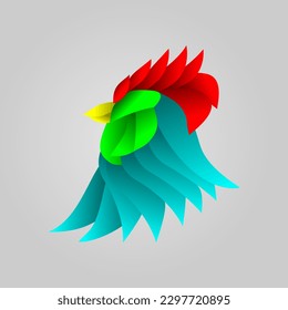 
rooster logo with gradient layer shape