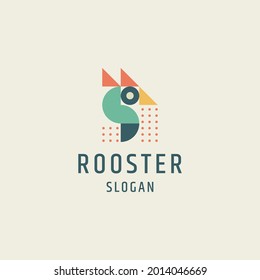 Rooster logo icon design flat template vector illustration