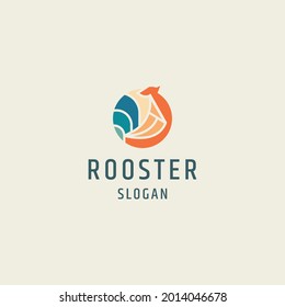 Rooster logo icon design flat template vector illustration