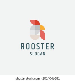 Rooster logo icon design flat template vector illustration