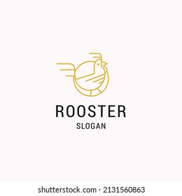 Rooster logo icon flat design template 