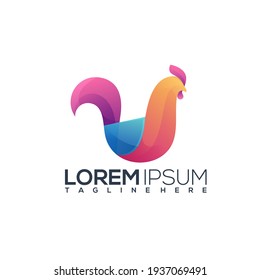 Rooster logo illustration Colorful Vector Design