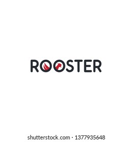 rooster logo, with images of chickens between letters O. unique, modern, vector.