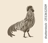 Rooster logo. Isolated rooster on white background