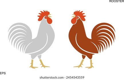 Rooster logo. Isolated rooster on white background