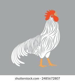 Logo de Rooster. Gallo aislado sobre fondo blanco