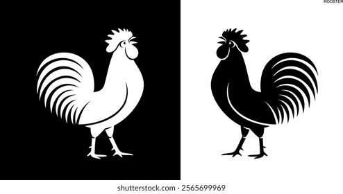 Rooster logo. Isolated rooster on white background